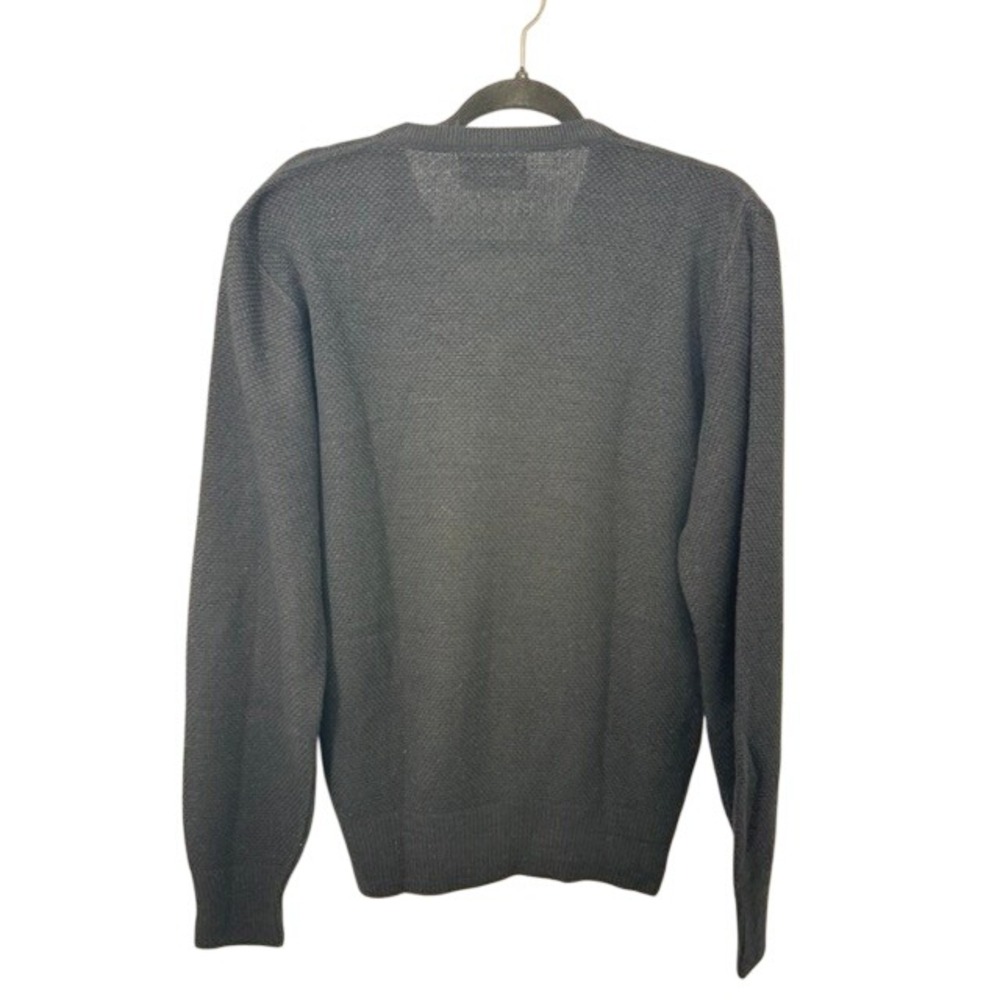 Vintage Christian Dior Monsieur Men Navy Blue V-Neck Waffle Knit Sweater MEDIUM - Picture 6 of 6